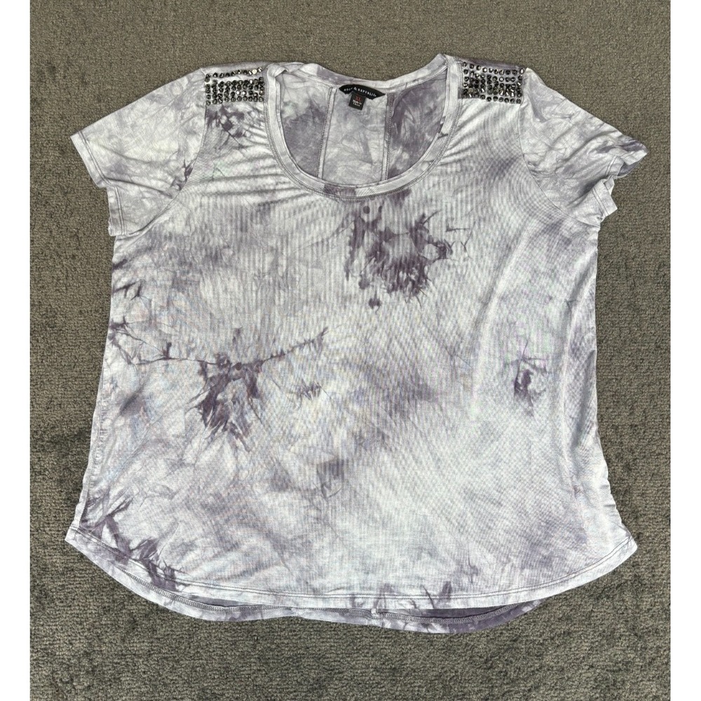 Rock & Republic T-Shirt Women's XL Gray Tie Dye Crew Neck Short Sleeve Pullover